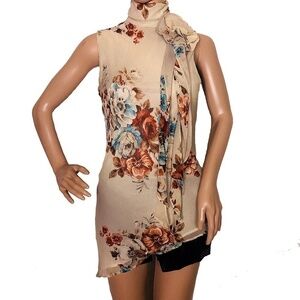 Zara | Sleeveless Floral Dressy Tunic Blouse